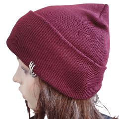 Bordo Piercingli Kışlık Bere