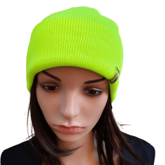 Neon Sarı Piercingli Kışlık Bere