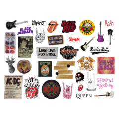 64\'lü Punk Rock Pop Vintage Sticker Etiket Seti