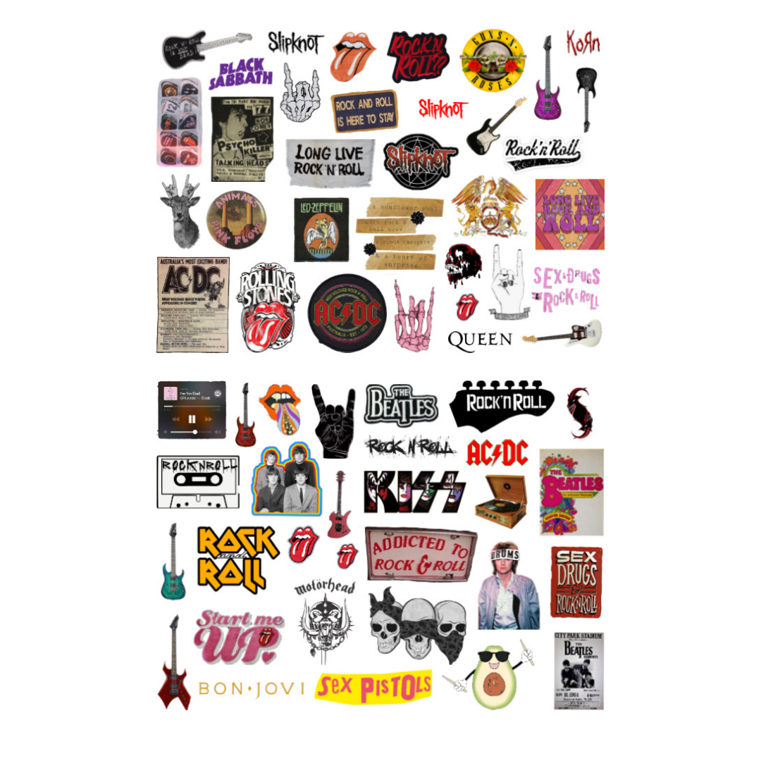 64\'lü Punk Rock Pop Vintage Sticker Etiket Seti