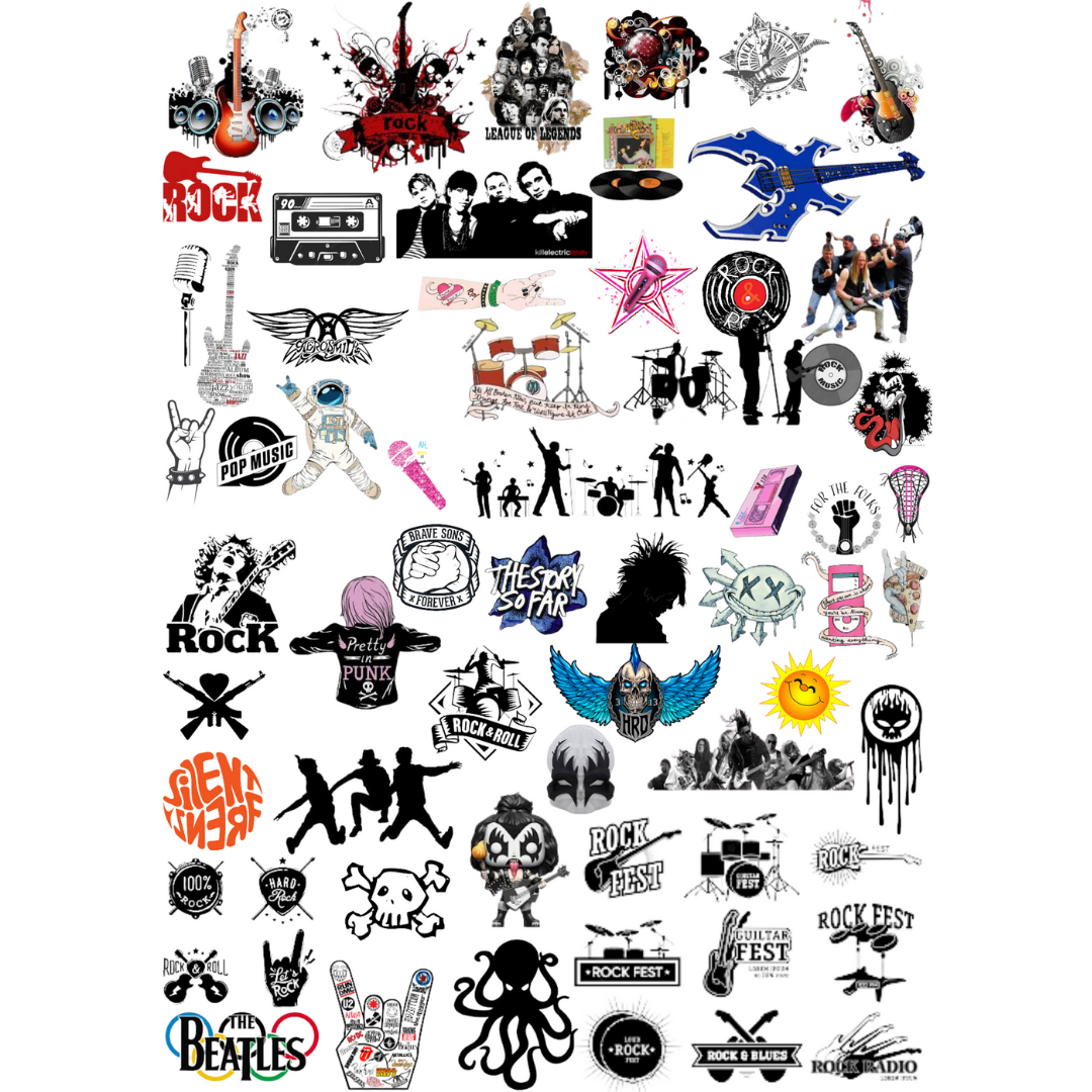 64\'lü Punk Rock Pop Vintage Sticker Etiket Seti