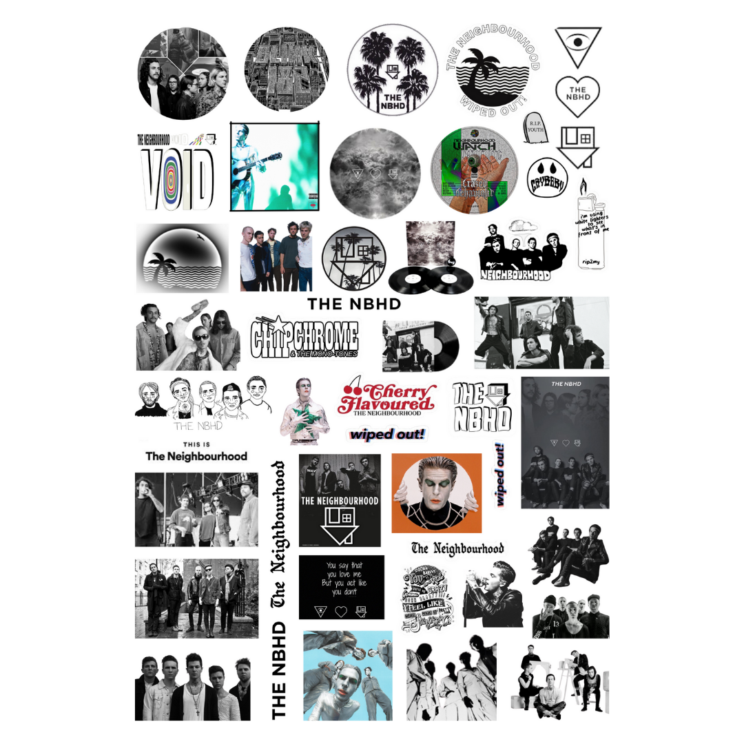 45\'li The Neighbourhood NBHD Rock Pop Indie Sticker Etiket Seti
