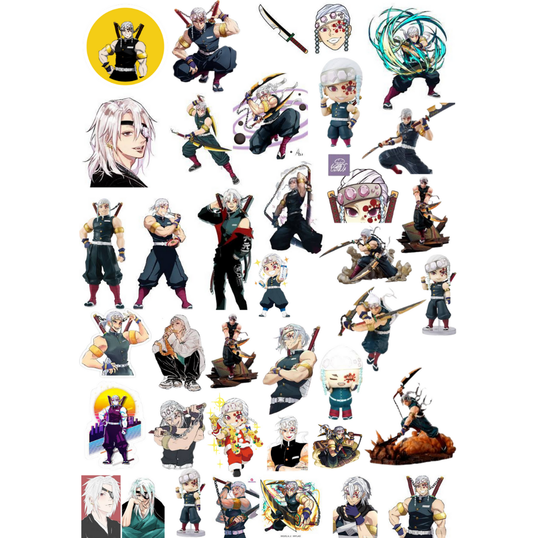 38\'li Uzui Tengen Demon Slayer Anime Sticker Etiket Seti
