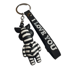 İri Gözlü Zebra ve I Love You (Seni Seviyorum) Figürlü Anahtarlık-5cm