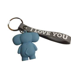İri Gözlü Fil ve I Love You (Seni Seviyorum) Figürlü Anahtarlık-5cm