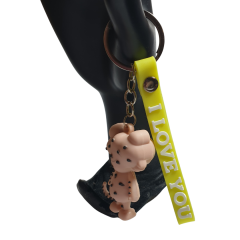 İri Gözlü Leopar ve I Love You (Seni Seviyorum) Figürlü Anahtarlık-5cm