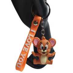 3D Tom ve Jerry ve I Love You (Seni Seviyorum) Figürlü Anahtarlık-5cm
