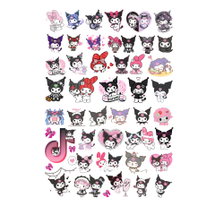 45\'li Sanrio Kuromi Sticker,  Cute Sticker Etiket Seti