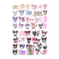 39\'lu Sanrio Kuromi Sticker,  Cute Sticker Etiket Seti