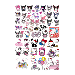 53\'lü Sanrio Kuromi Sticker,  Cute Hello Kitty Sticker Etiket Seti