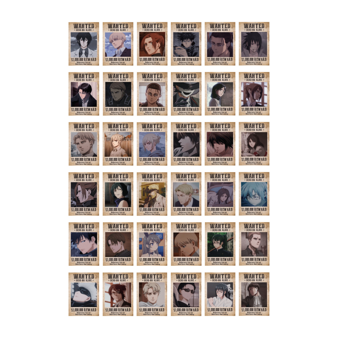 36\'lı Death Note Sticker, AOT Sticker, Anime Sticker Etiket Seti