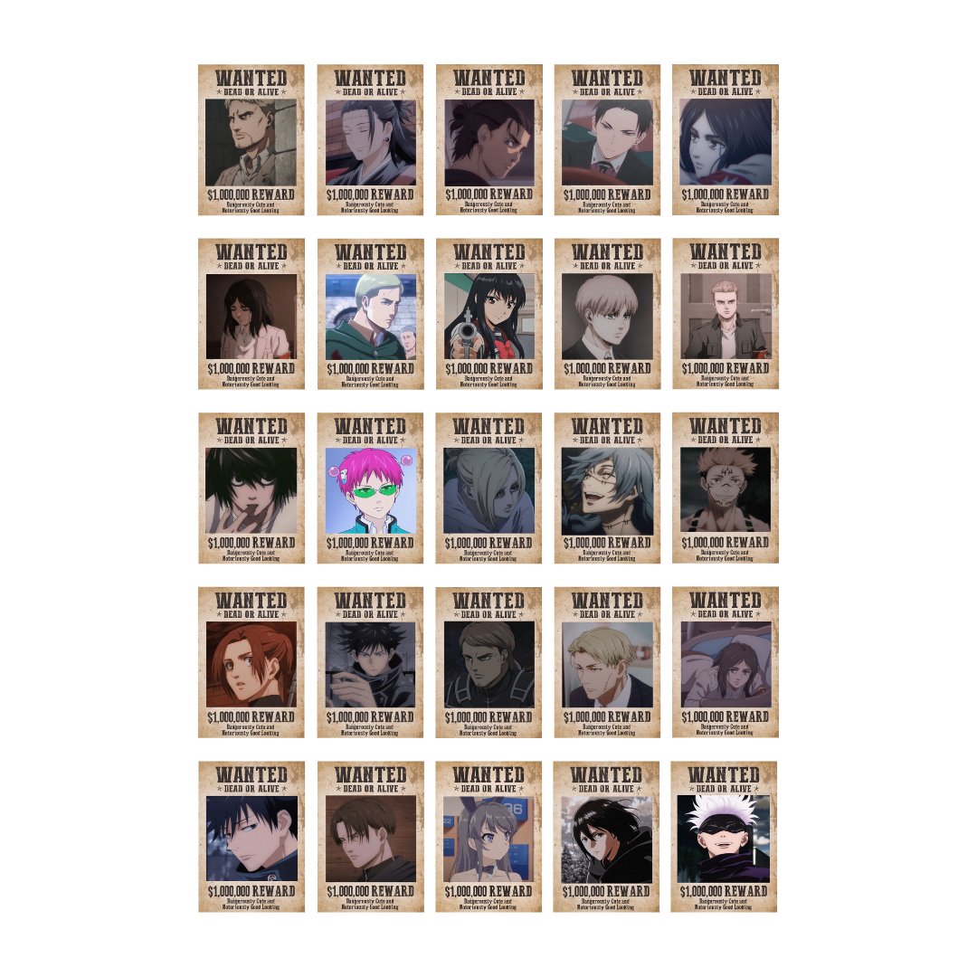 25\'li Death Note Sticker, AOT Sticker, Anime Sticker Etiket Seti