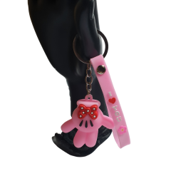 Mickey Mouse Pembe El ve I Love You (Seni Seviyorum) Figürlü Anahtarlık-5cm