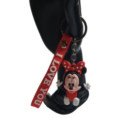 Mickey Mouse, Mini Mouse ve I Love You (Seni Seviyorum) Figürlü Anahtarlık-5cm