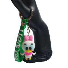 Daisy Duck 3D Kawai ve I Love You (Seni Seviyorum) Figürlü Anahtarlık-5cm