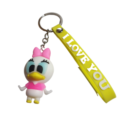 Daisy Duck 3D Kawai ve I Love You (Seni Seviyorum) Figürlü Anahtarlık-5cm
