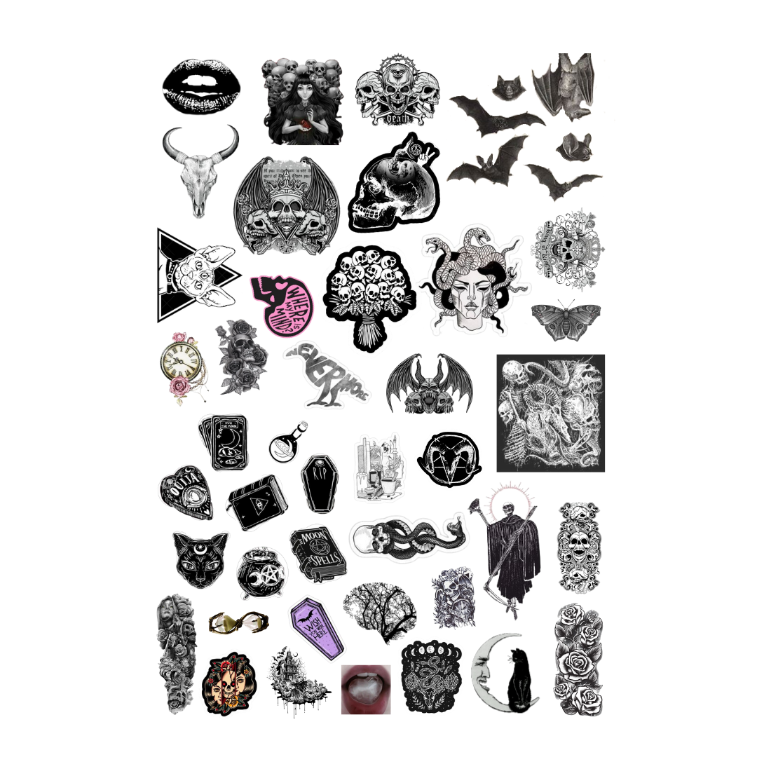 42\'li Gothic Witcher Grunge Sticker Seti-Fairygrunge Etiket Seti