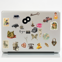 44\'lü Vintage Fairycore Retro Sticker Seti-Vintage Etiket Seti