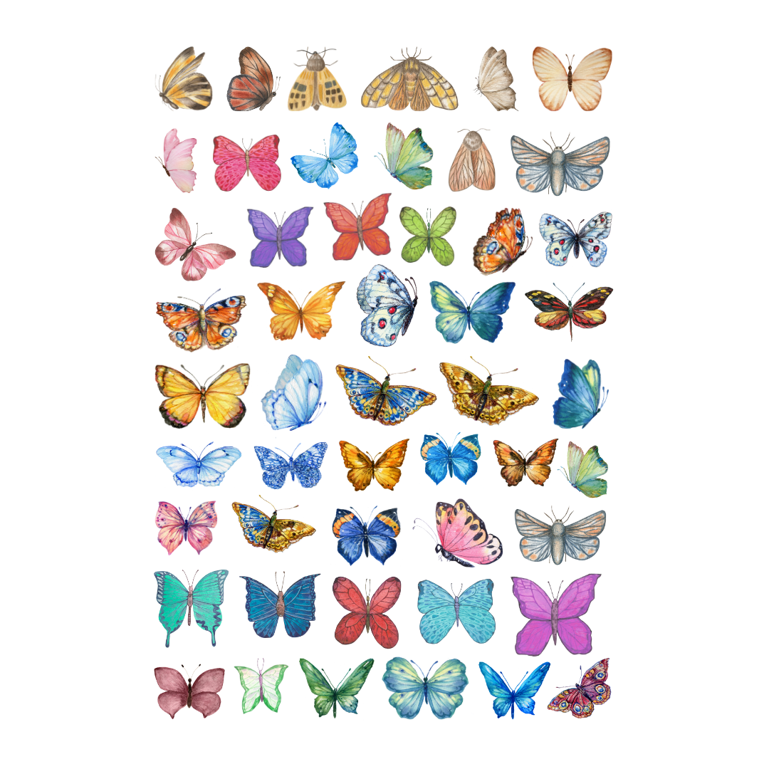 50\'li Fairycore Kelebek Sticker Etiket Seti